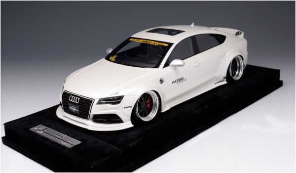 1:18 Audi A7 Liberty Walk LB Performance - AB Modelle -  Glanz Weiß auf Alcantara Vitrine