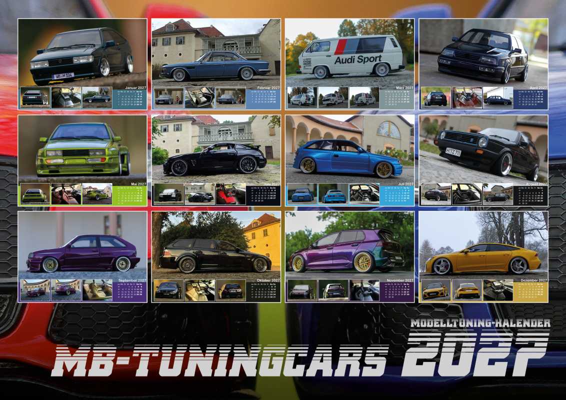 Wall Calendar DIN A3 2027 "1:18 Model Tuning Cars Calendar." NEW.